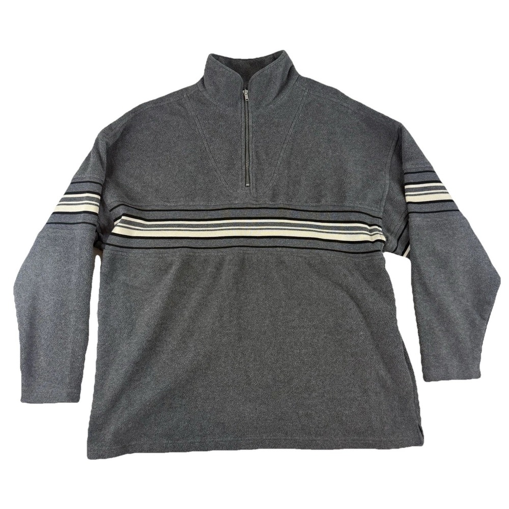 Zero Gravity Sweater Men's Size Large Vintage 1/4 Zip Shirt Y2K Stripes Gray